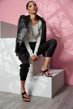 Long Sleeve Sweetheart Knit -Elie Tahari Sales 2023 E3027203 BLACK PANT 1818