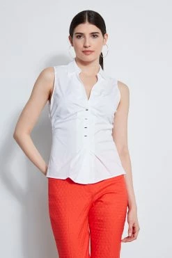 Elie Tahari Sleeveless Ruched Shirt
