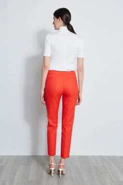 Elie Tahari Jacquard Stretch Crop Pant 11 Elie Tahari Jacquard Stretch Crop Pant -Elie Tahari Sales 2023 E3033203 TOMATO E3033103 TOMATO ETR14170 CLOUD 3BACK 1506
