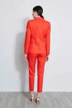 Elie Tahari Jacquard Stretch Panel Blazer -Elie Tahari Sales 2023 E3033203 TOMATO E3033103 TOMATO ETR14170 CLOUD 3back 4529