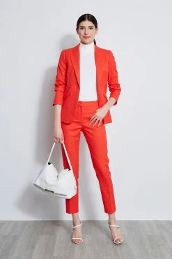 Elie Tahari Jacquard Stretch Crop Pant 9 Elie Tahari Jacquard Stretch Crop Pant -Elie Tahari Sales 2023 E3033203 TOMATO E3033103 TOMATO ETR14170 CLOUD 4styling 4518
