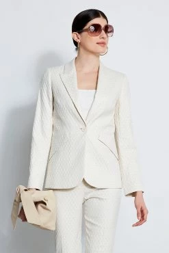 Elie Tahari Jacquard Stretch Panel Blazer