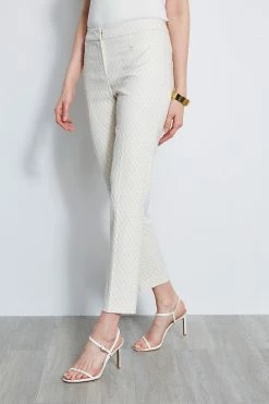 Elie Tahari Jacquard Stretch Crop Pant 10 Elie Tahari Jacquard Stretch Crop Pant -Elie Tahari Sales 2023 E3033203 VANILLABEAN E3033103 VANILLABEAN E15XA502 WHITE 2front 4439