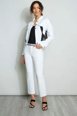 Elie Tahari Mesh Denim Jacket -Elie Tahari Sales 2023 E303D102 WHITE 1HERO 003