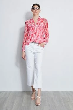 Elie Tahari Silk Biba Swirl Button Down Shirt 10 Elie Tahari Silk Biba Swirl Button Down Shirt -Elie Tahari Sales 2023 E303D202 WHITE E2087103 TROPICPINK E3045503 MULTI 1HERO 478