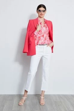 Elie Tahari Silk Biba Swirl Button Down Shirt 12 Elie Tahari Silk Biba Swirl Button Down Shirt -Elie Tahari Sales 2023 E303D202 WHITE E2087103 TROPICPINK E3045503 MULTI 4styling 4151