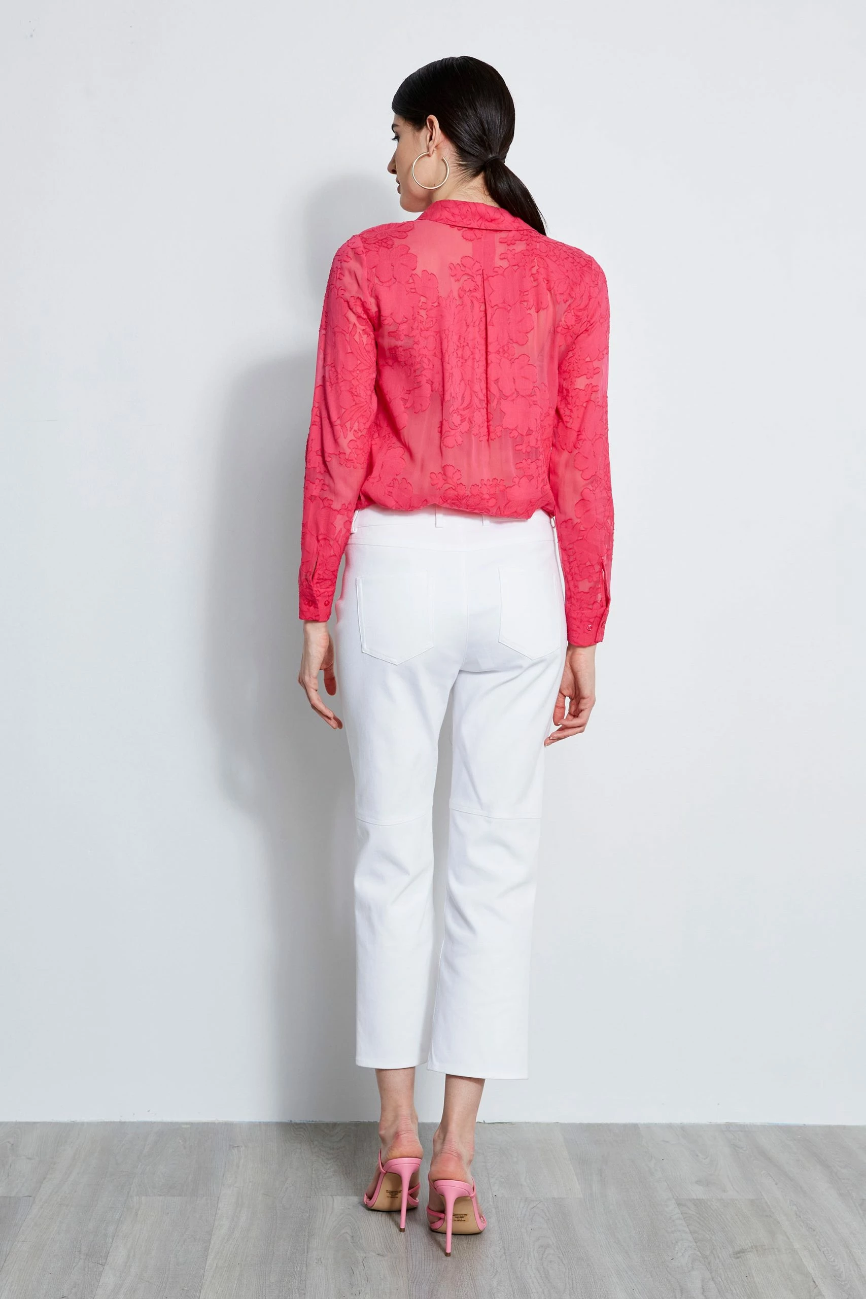 Elie Tahari Floral Jacquard Button Down Shirt 6 Elie Tahari Floral Jacquard Button Down Shirt - Image 4