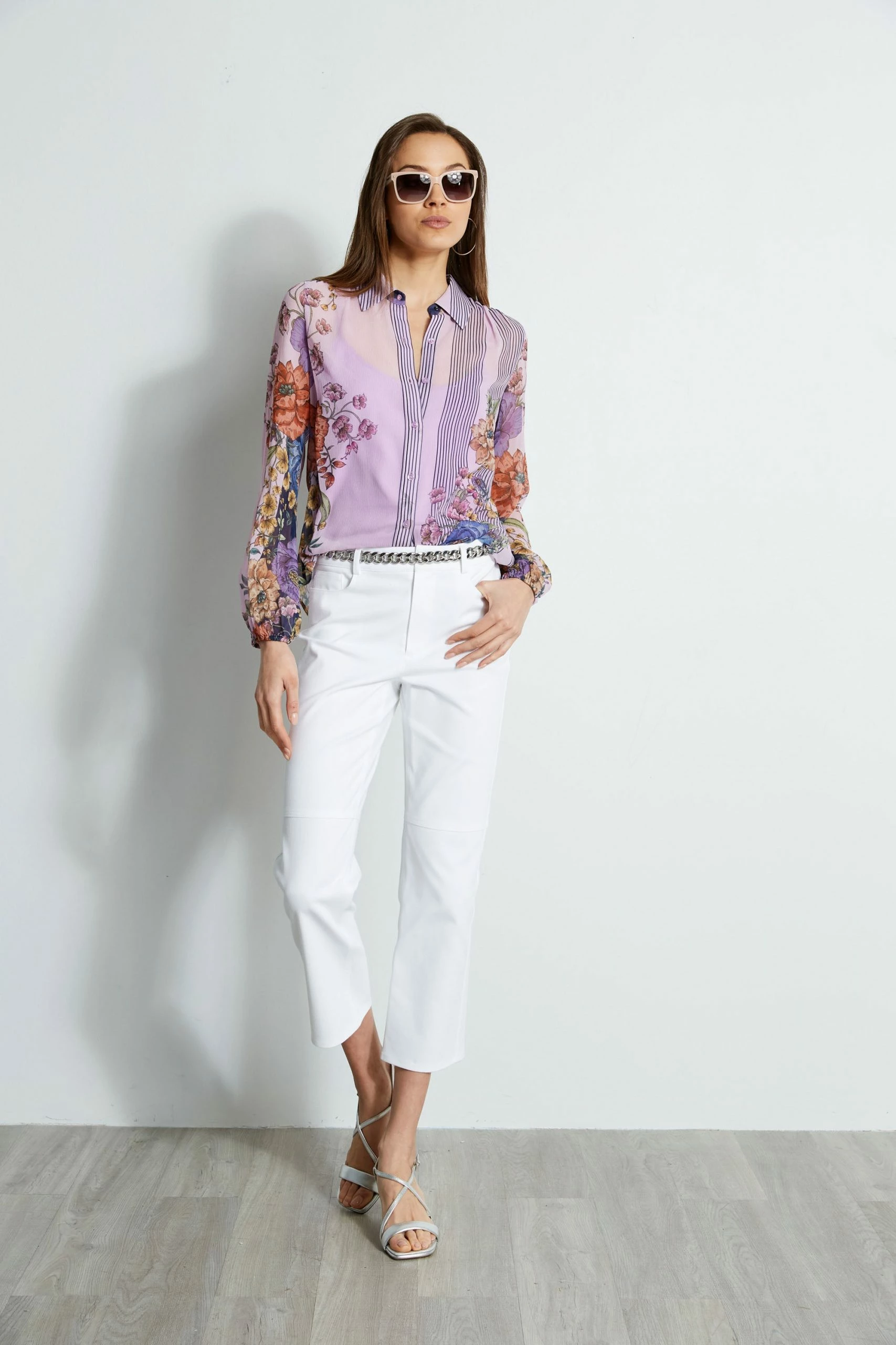 Elie Tahari Vine Floral Silk Crinkle Shirt 7 Elie Tahari Vine Floral Silk Crinkle Shirt - Image 5