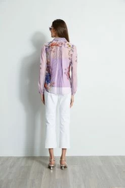 Elie Tahari Vine Floral Silk Crinkle Shirt 13 Elie Tahari Vine Floral Silk Crinkle Shirt -Elie Tahari Sales 2023 E303D202 WHITE E4028503 MULTI 3back 153