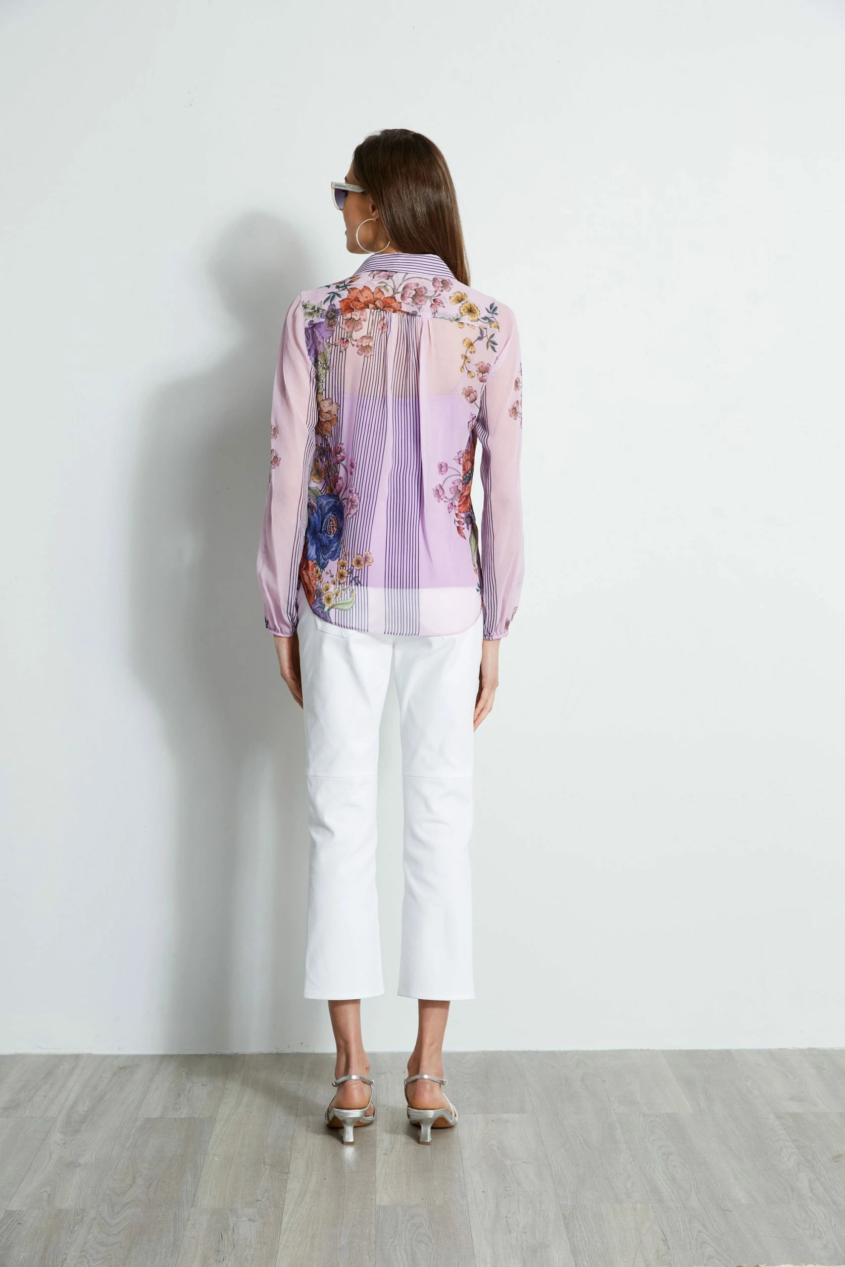 Elie Tahari Vine Floral Silk Crinkle Shirt 8 Elie Tahari Vine Floral Silk Crinkle Shirt - Image 6