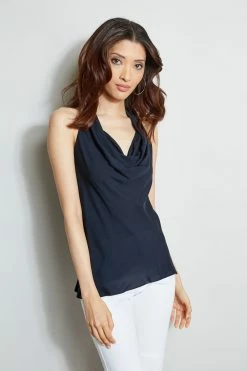 Elie Tahari Cowl Halter Shirt 12 Elie Tahari Cowl Halter Shirt -Elie Tahari Sales 2023 E303D202 WHITE E4087103 STARGAZER E410N513 WATERBLUE 2front 1258