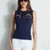 Elie Tahari Sleeveless Lace Inset Sweater