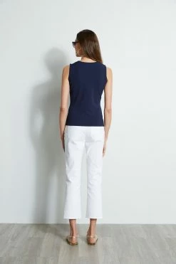 Elie Tahari Sleeveless Lace Inset Sweater -Elie Tahari Sales 2023 E303D202 WHITE E45XB503 NAVY 3back 317