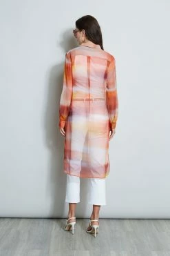 Elie Tahari Ombre Silk Chiffon Maxi Shirt -Elie Tahari Sales 2023 E303D202 WHITE E502E603 GINGER CU59150U WHITE 3back 928