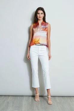 Elie Tahari Silk Satin Ombre Contour Shirt -Elie Tahari Sales 2023 E303D202 WHITE E504K513 GINGER 1Hero 844