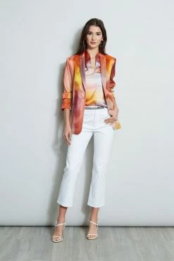 Elie Tahari Silk Satin Ombre Contour Shirt -Elie Tahari Sales 2023 E303D202 WHITE E504K513 GINGER 4styling 862