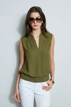 Elie Tahari Silk Contour Rib Shirt
