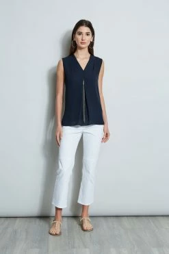 Elie Tahari Chain Pleat Shirt -Elie Tahari Sales 2023 E303D202 WHITE E510N523 STARGAZER 1Hero 1008