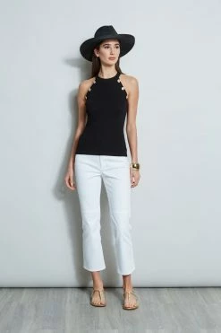 Halter Button Rib Tank -Elie Tahari Sales 2023 E303D202 WHITE ETR32172 NOIR 1Hero 1030