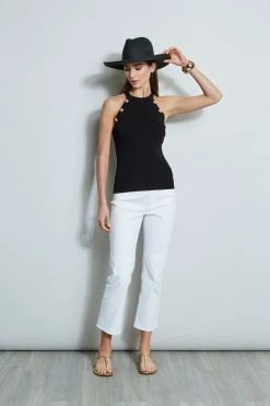 Halter Button Rib Tank -Elie Tahari Sales 2023 E303D202 WHITE ETR32172 NOIR 1Hero 1033