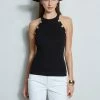 Halter Button Rib Tank -Elie Tahari Sales 2023 E303D202 WHITE ETR32172 NOIR 2front 1043