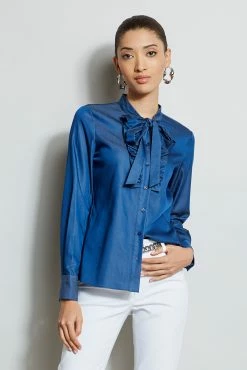 Elie Tahari Iridescent Tie Shirt