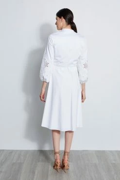 Elie Tahari Embroidered Cotton Tie Dress -Elie Tahari Sales 2023 E3044603 WHITE 3back 5110