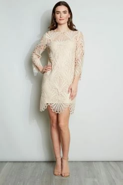 Elie Tahari Scallop Lace Dress -Elie Tahari Sales 2023 E3051602 PECHE 1HERO 011