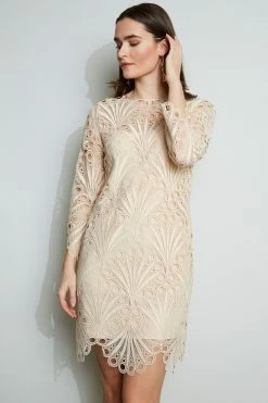 Elie Tahari Scallop Lace Dress -Elie Tahari Sales 2023 E3051602 PECHE 2FRONT 021