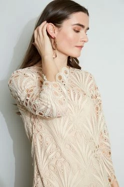 Elie Tahari Scallop Lace Dress -Elie Tahari Sales 2023 E3051602 PECHE 2FRONT 031