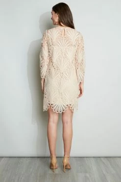 Elie Tahari Scallop Lace Dress -Elie Tahari Sales 2023 E3051602 PECHE 3BACK 036