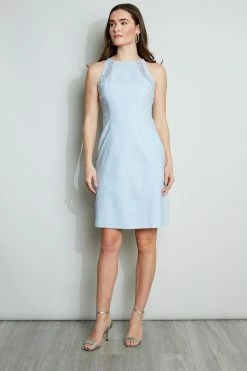 Elie Tahari Linen Lace Detail Dress