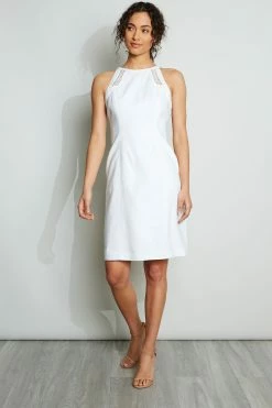 Elie Tahari Linen Lace Detail Dress 12 Elie Tahari Linen Lace Detail Dress -Elie Tahari Sales 2023 E305K602 WHITE 1HERO 018