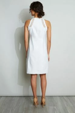 Elie Tahari Linen Lace Detail Dress 17 Elie Tahari Linen Lace Detail Dress -Elie Tahari Sales 2023 E305K602 WHITE 3BACK 073