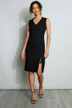 Elie Tahari Lace Slit Dress -Elie Tahari Sales 2023 E3087602 BLACK 1HERO 008