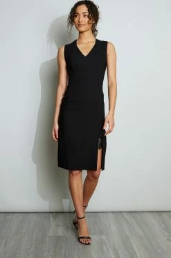 Elie Tahari Lace Slit Dress