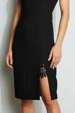 Elie Tahari Lace Slit Dress -Elie Tahari Sales 2023 E3087602 BLACK 2FRONT