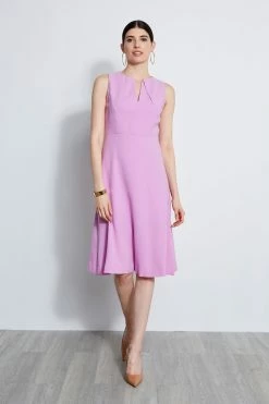 Elie Tahari Fit & Flare Dart Midi Dress