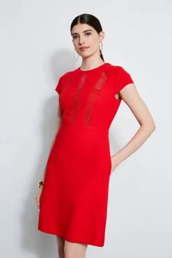 Elie Tahari Geo Lace Inset Dress -Elie Tahari Sales 2023 E3087613 BERRY 2FRONT 2890