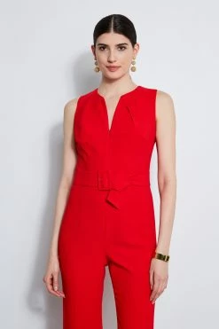 Elie Tahari Belted Slit Jumpsuit 6 Elie Tahari Belted Slit Jumpsuit -Elie Tahari Sales 2023 E3087623 BERRY 2FRONT 2703