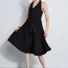 Elie Tahari Pleated Cowl Midi Dress -Elie Tahari Sales 2023 E3098603 BLACK 1HERO 3109
