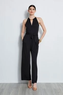 Elie Tahari Chain Jersey Jumpsuit -Elie Tahari Sales 2023 E309U613 BLACK 1HERO 2619