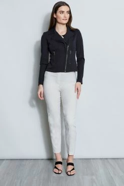 Elie Tahari Stretch Moto Jacket -Elie Tahari Sales 2023 E30M0102 BLACK 4STYLING 043