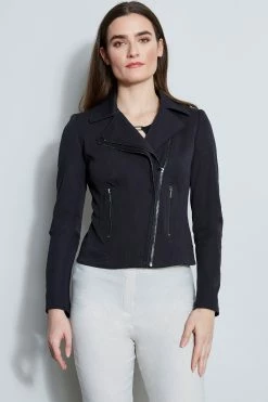 Elie Tahari Stretch Moto Jacket -Elie Tahari Sales 2023 E30M0102 BLACK 4STYLING 050