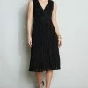 Elie Tahari Silk Ruffle Midi Dress