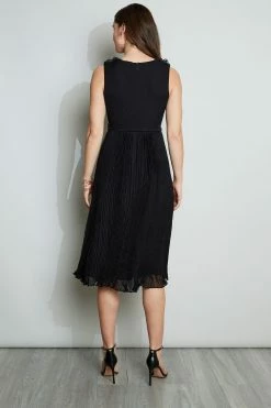 Elie Tahari Silk Ruffle Midi Dress 17 Elie Tahari Silk Ruffle Midi Dress -Elie Tahari Sales 2023 E30M0602 BLACK 3BACK 066