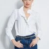 Elie Tahari Poplin Ruffle Shirt