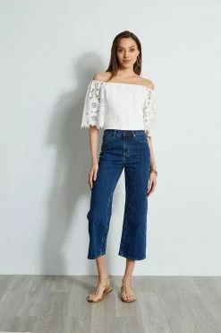 Elie Tahari Cut Out Lace Corset Shirt -Elie Tahari Sales 2023 E315J202 INDIGO E401A503 MARBLE 1Hero 526