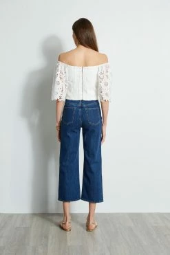Elie Tahari Cut Out Lace Corset Shirt -Elie Tahari Sales 2023 E315J202 INDIGO E401A503 MARBLE 3back 548