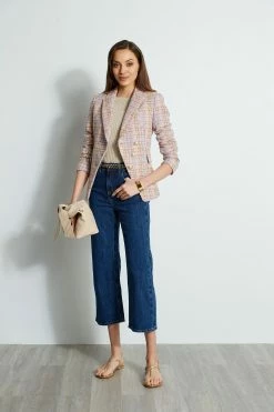 Elie Tahari Tweed 3 Button Blazer -Elie Tahari Sales 2023 E315J202 INDIGO E403F103 MULTI E45X7503 SAND 1Hero 470